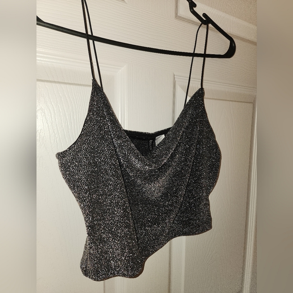 H&M Cropped Sparkle Party Top